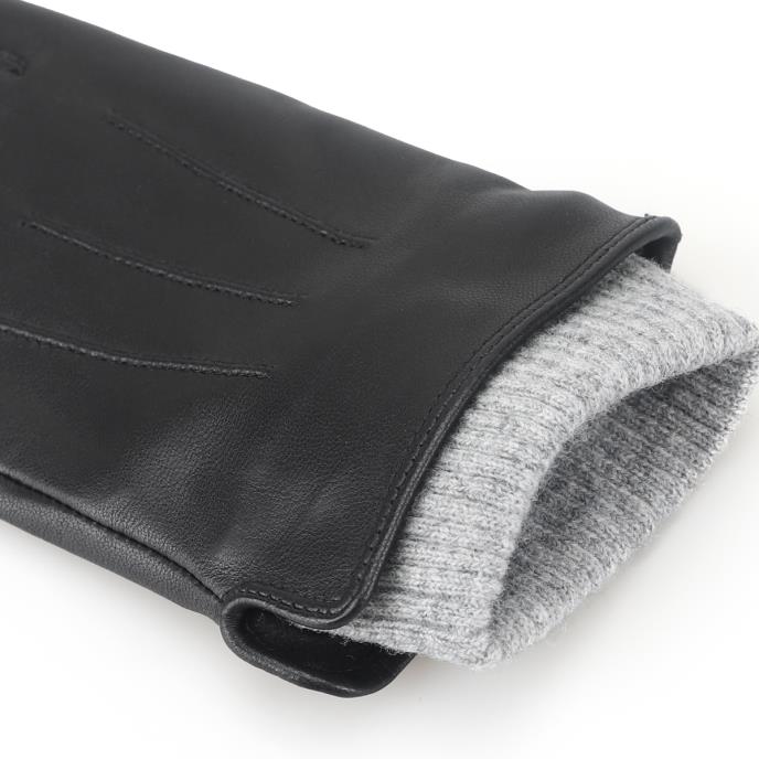 Isotoner® Ladies Leather Glove With Rib Knit Cuff Black Extra Image 5